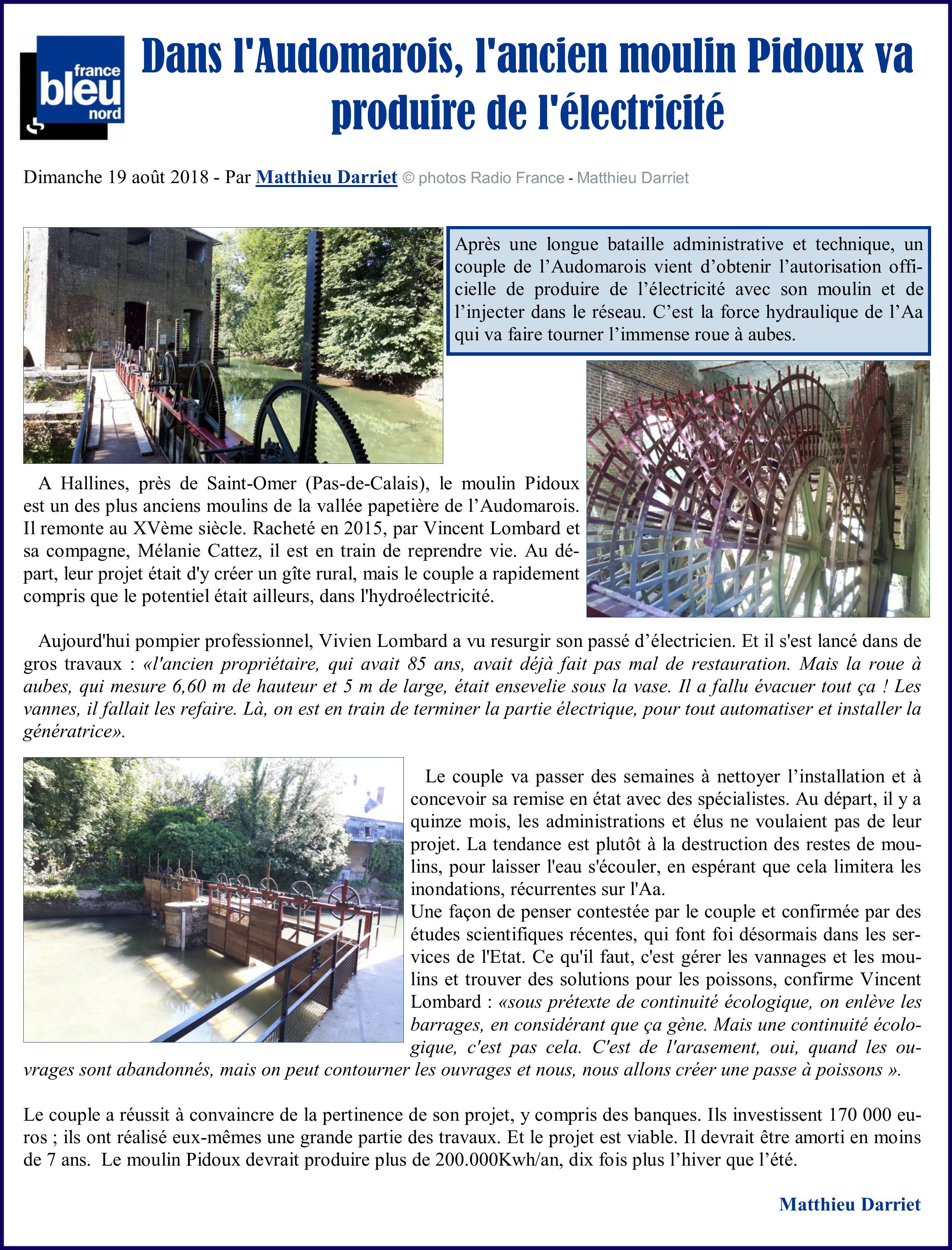 Moulin dans l'audomarois France bleu nord