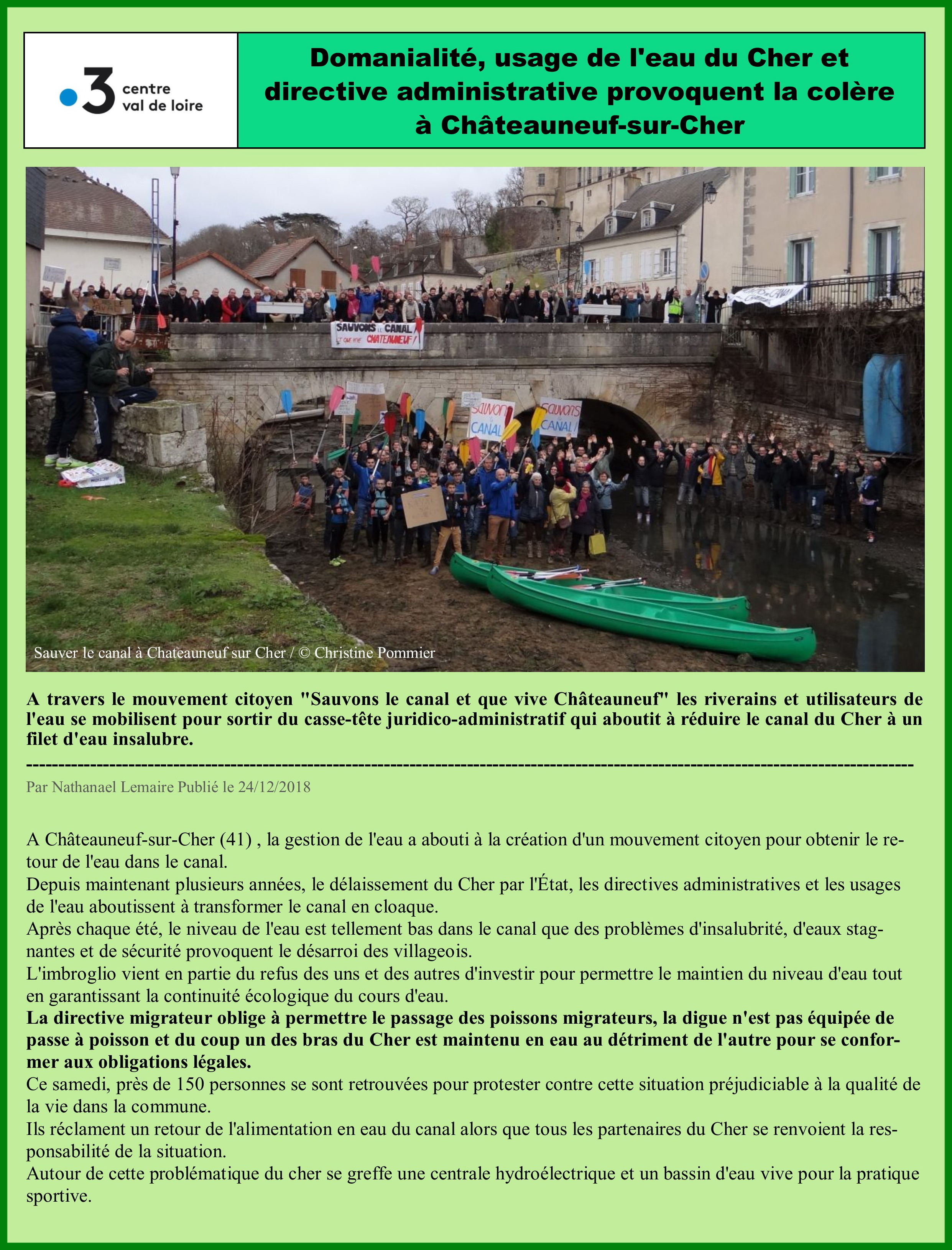 Canal Chateauneuf sur Cher à sec