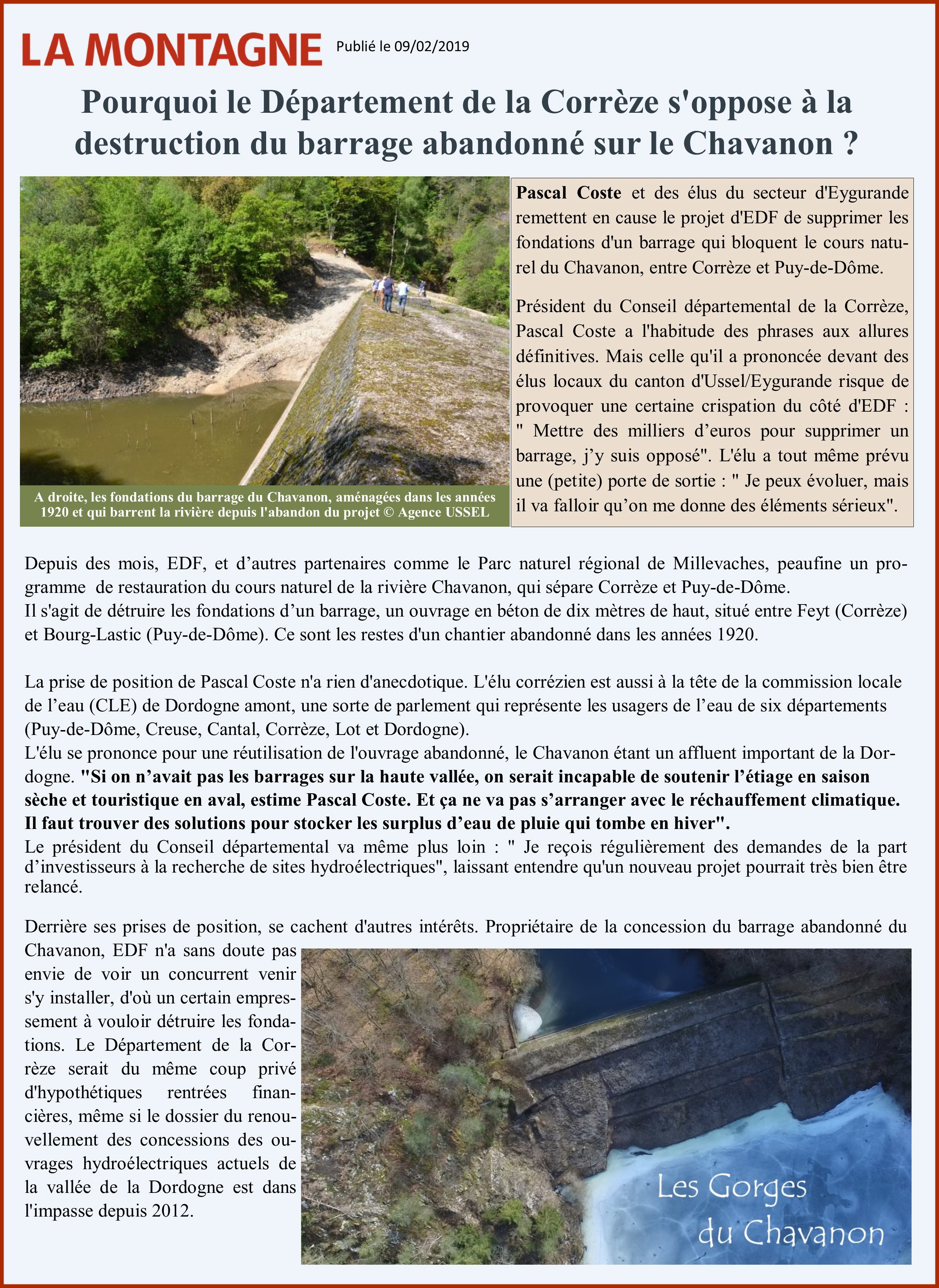 Barrage de Chavanon en Corrèze