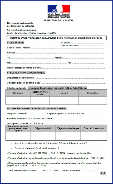 Demande d'avis préalable page 1