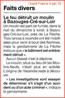 incendie moulin neuf Bazouges