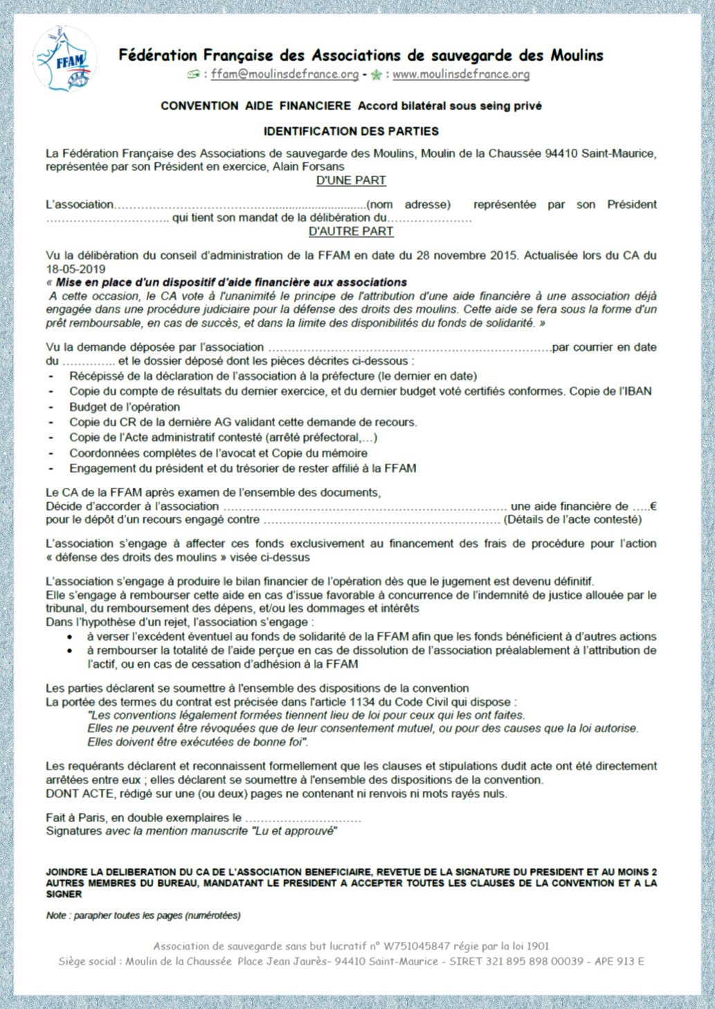 Convention FFAM aide associations