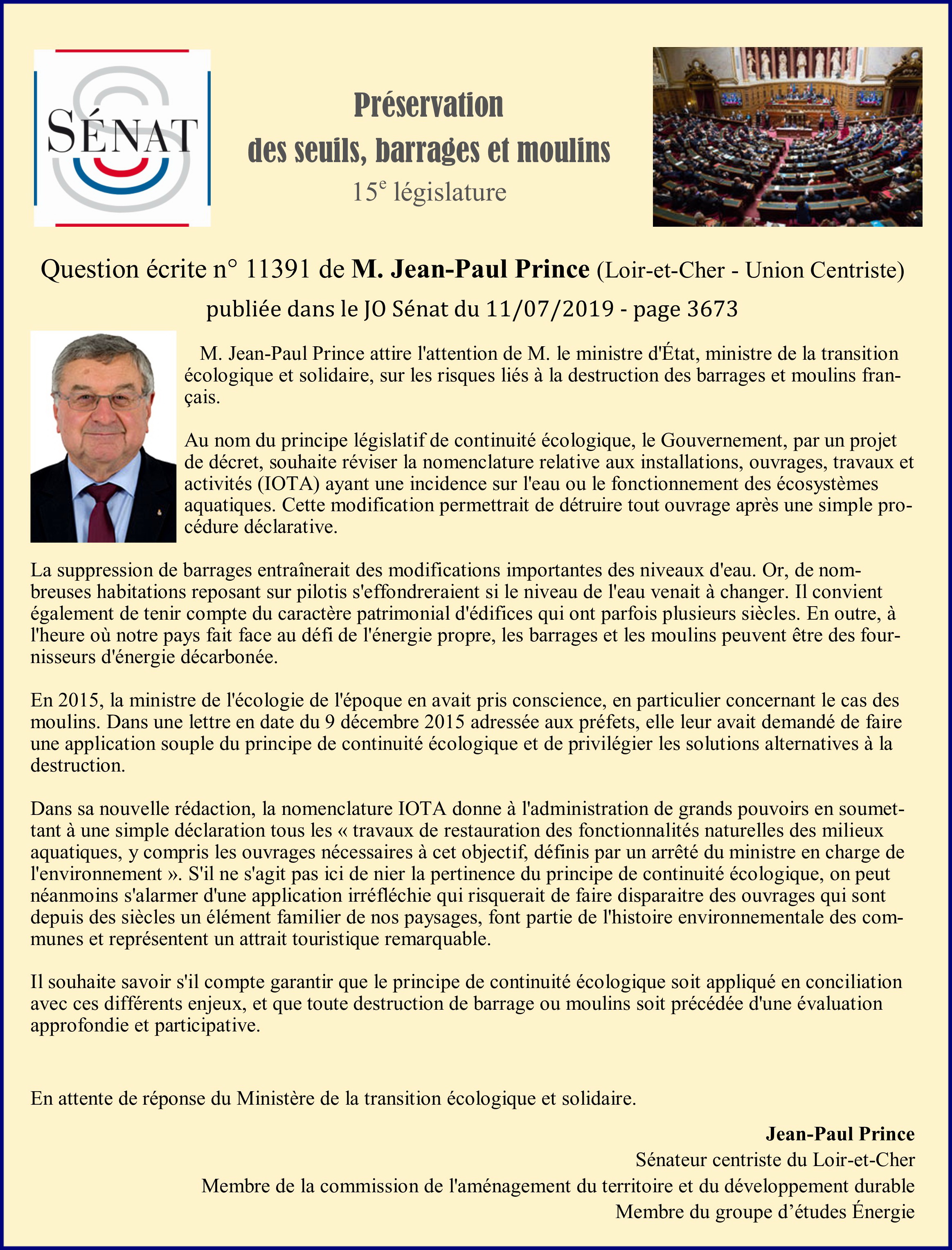 Question Sénat JP. Prince