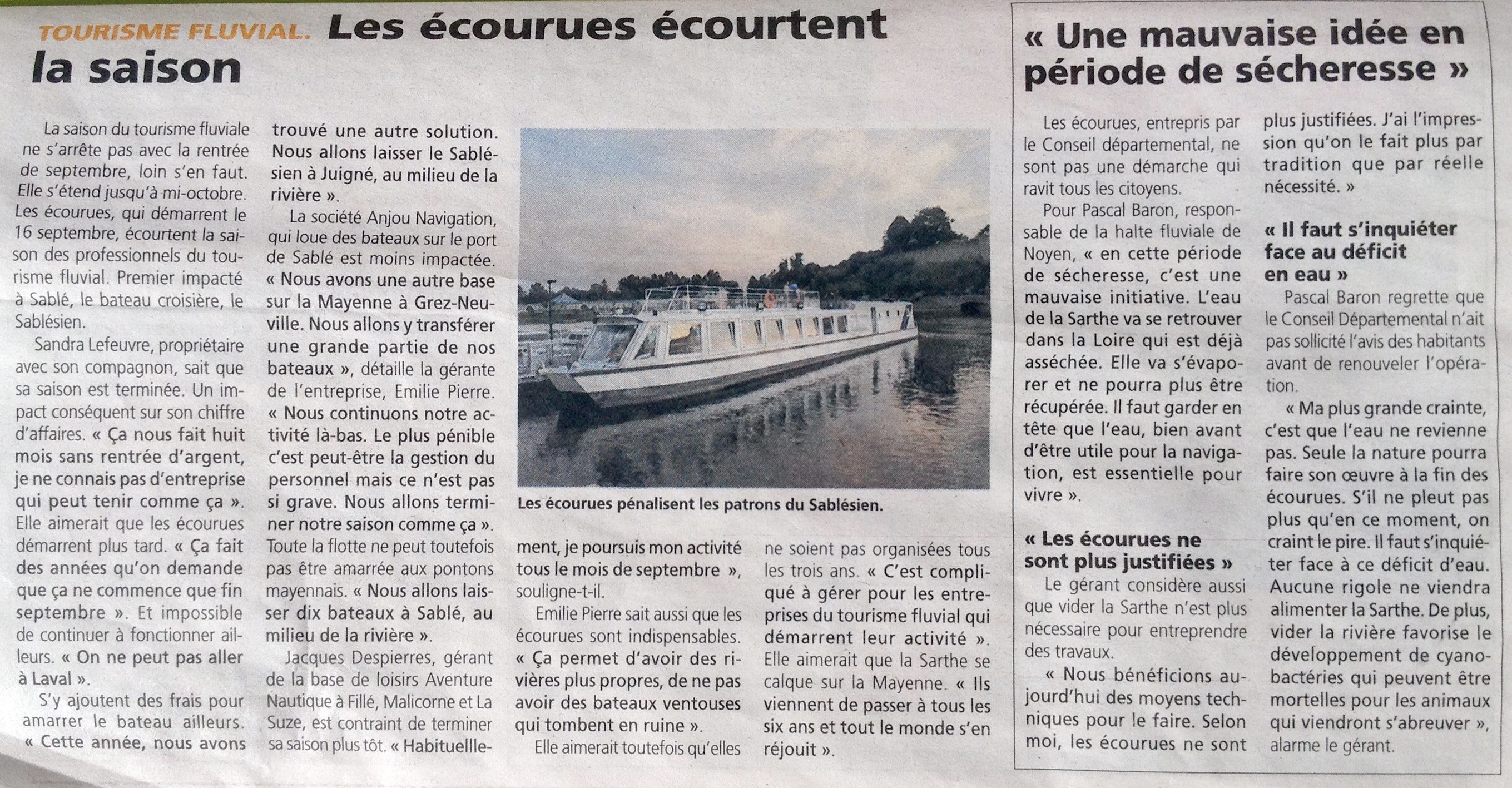 Écourues et tourisme fluvial
