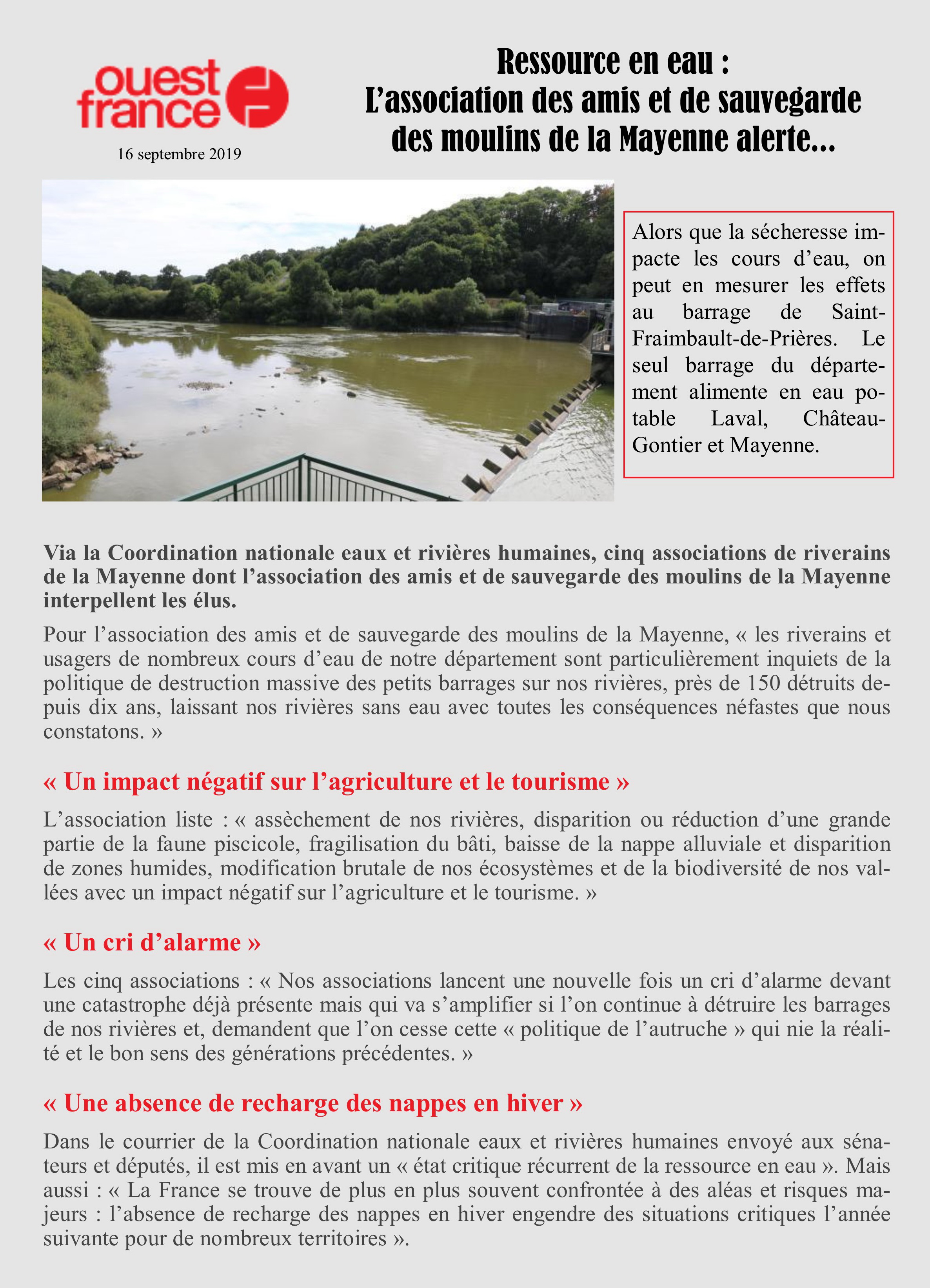 Mayenne - barrage de Saint Fraimbault de Prières