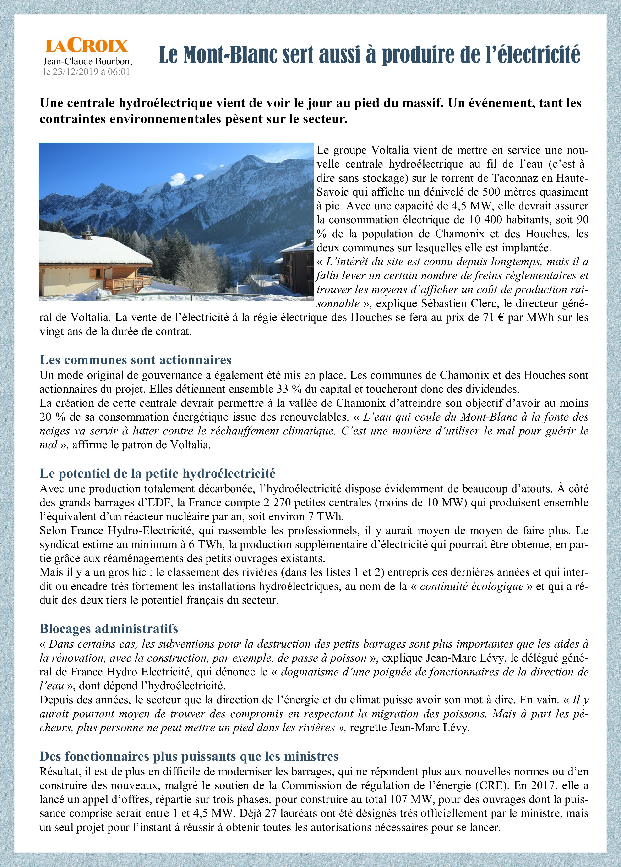 Centrale hydro sur le Mont-Blanc
