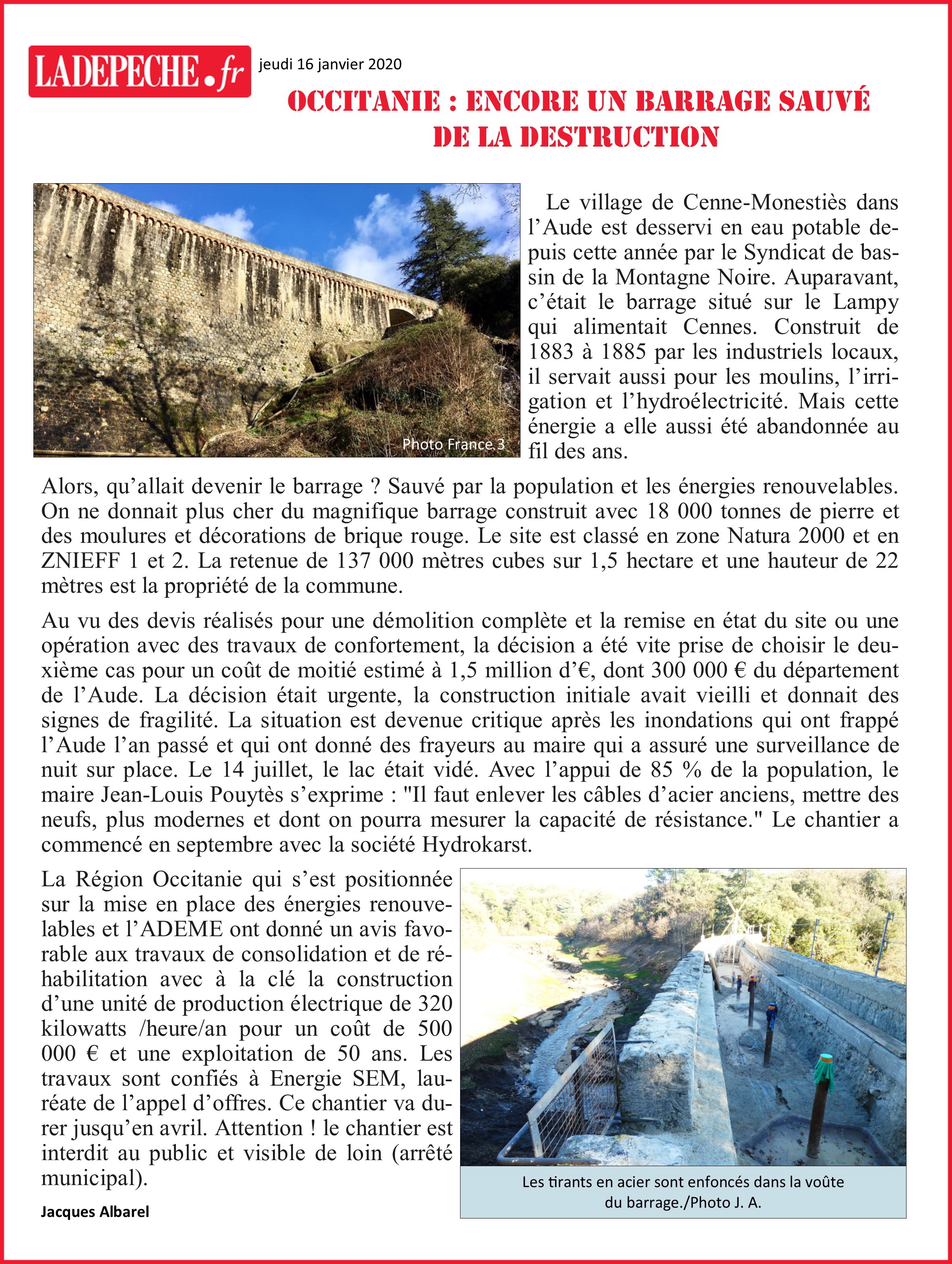 Barrage de Cenne-Monestiès restauration