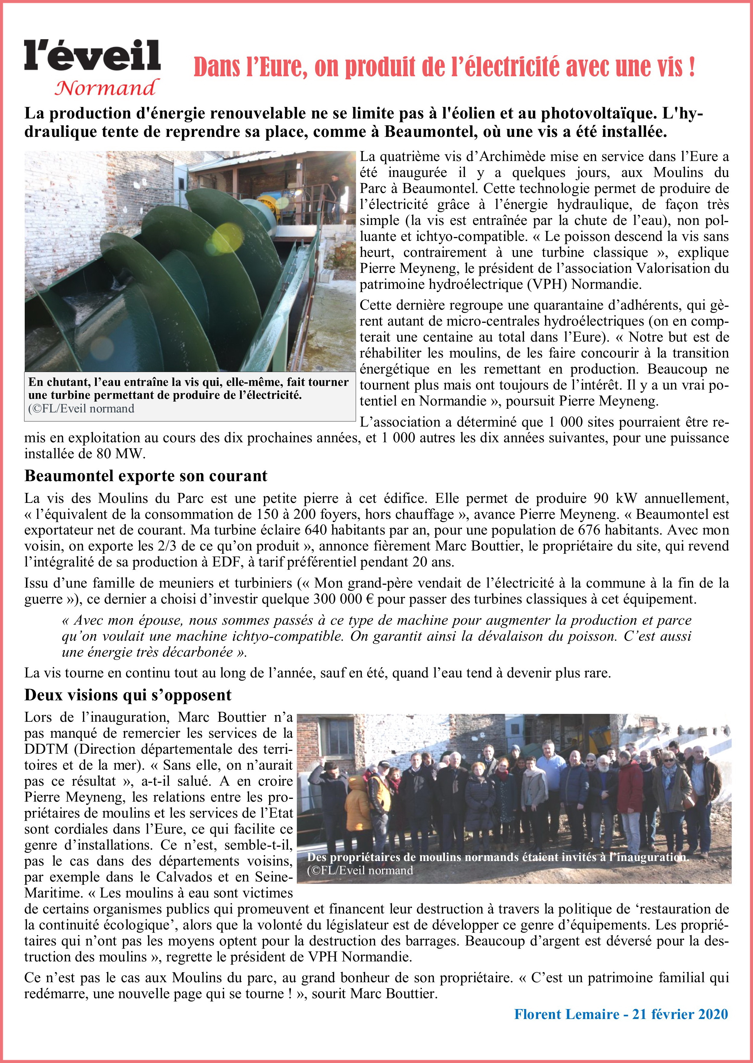 Vis d'archimède dans l'Eure à Beaumontel