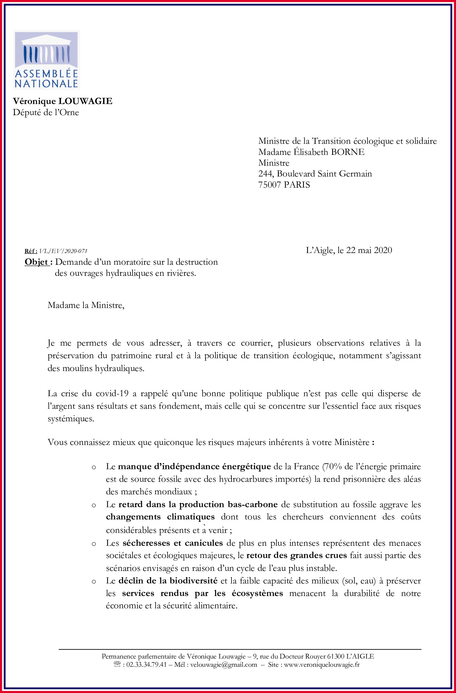 Courrier louwagie moratoire 1