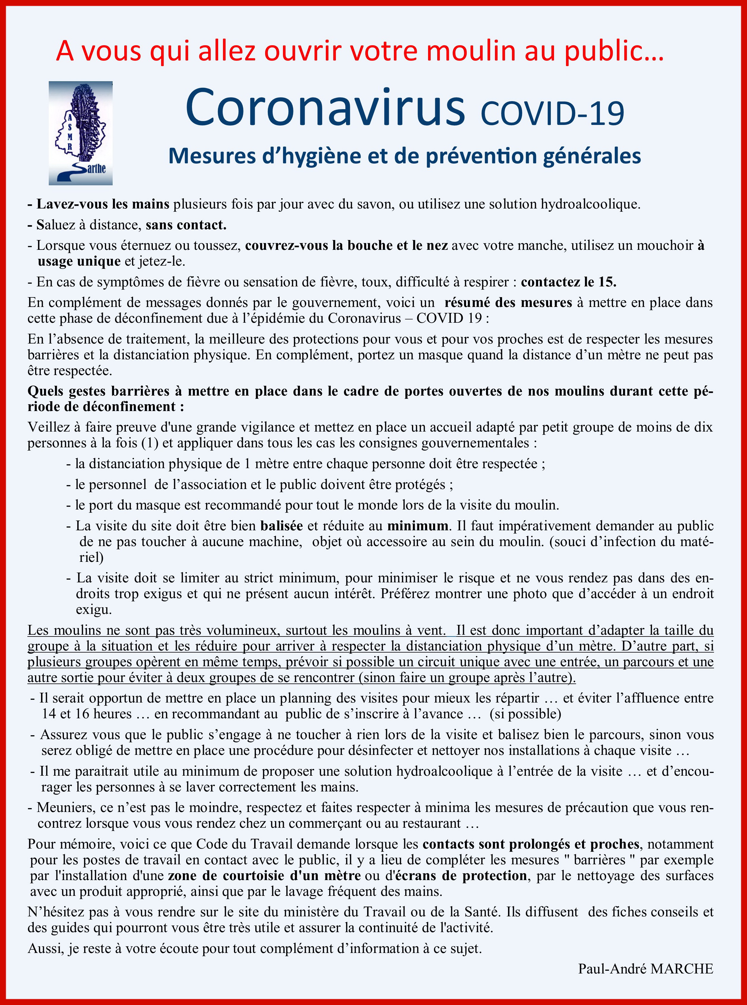 Covid ouverture moulins