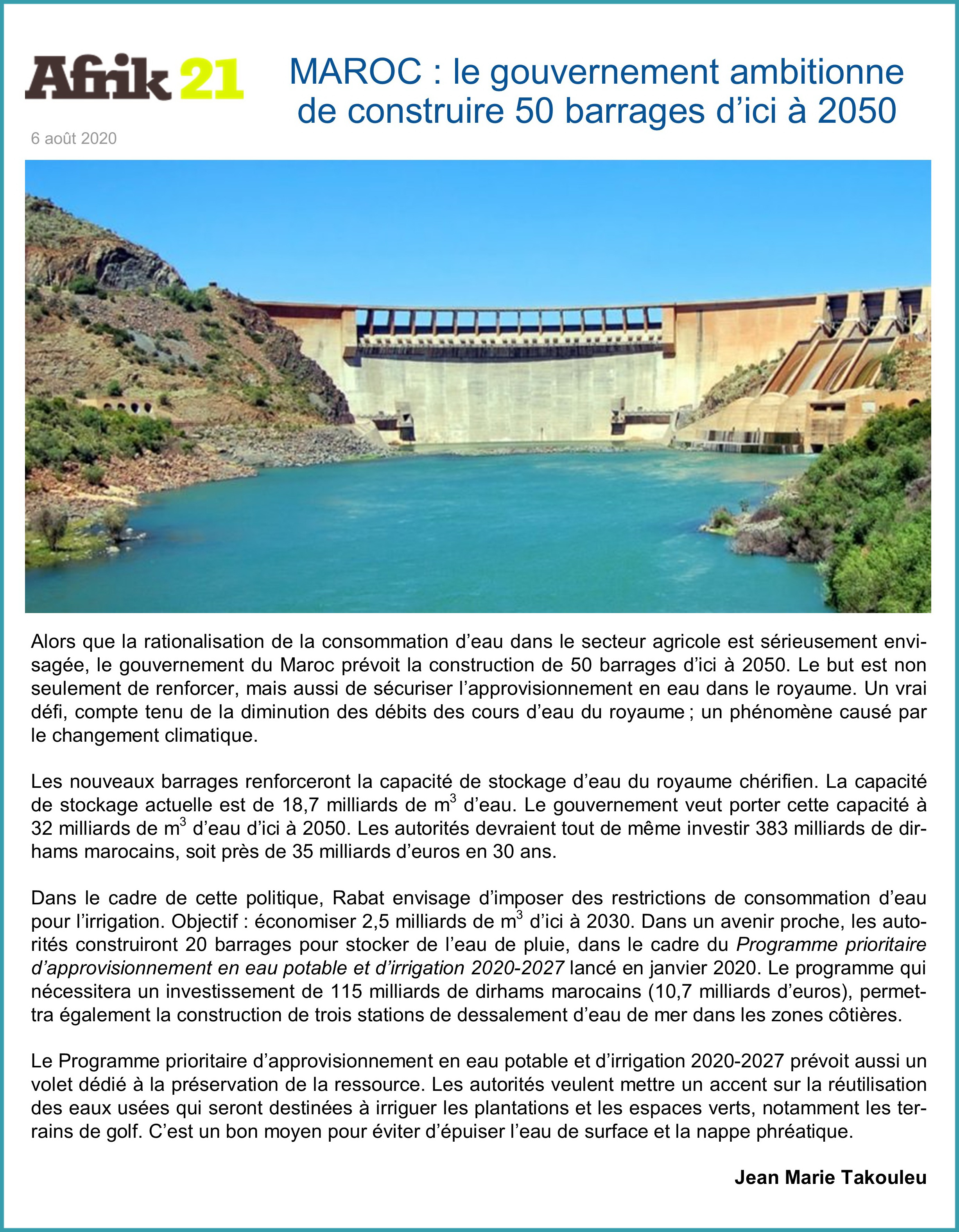 Maroc veut construire 50 barrages