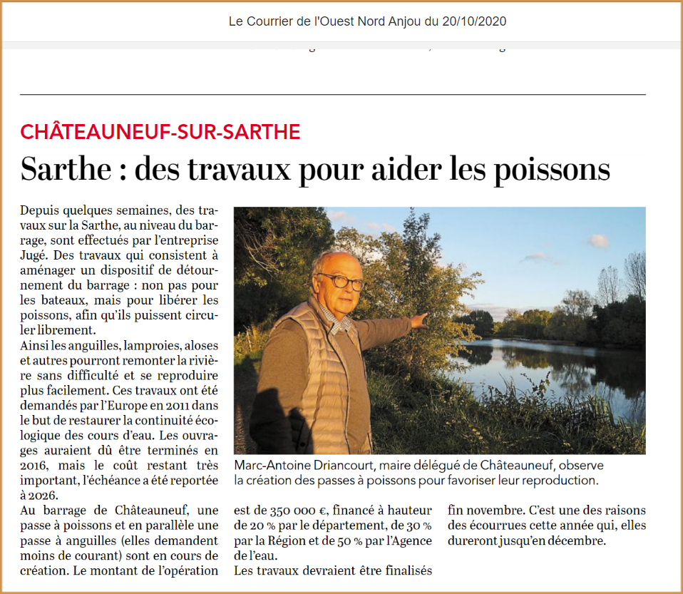 Passe à poissons à Chateauneuf sur Sarthe