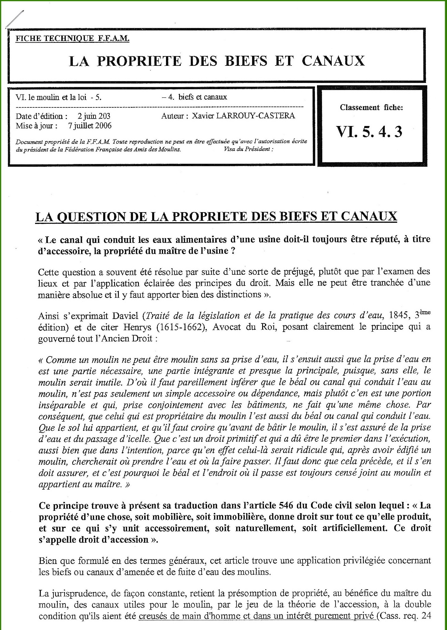 Propriétés bief canaux 1