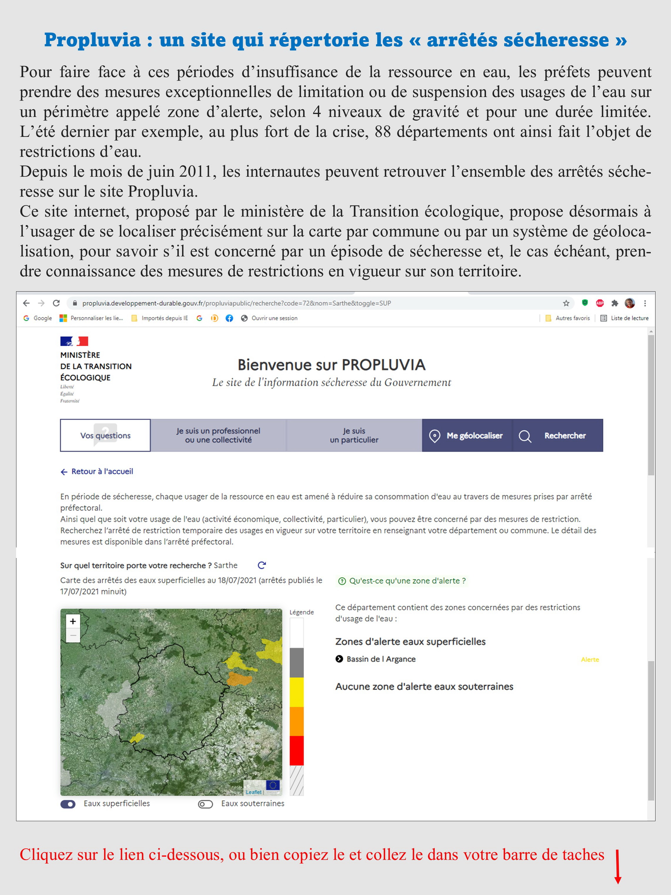 Propluvia site arrété sécheresse